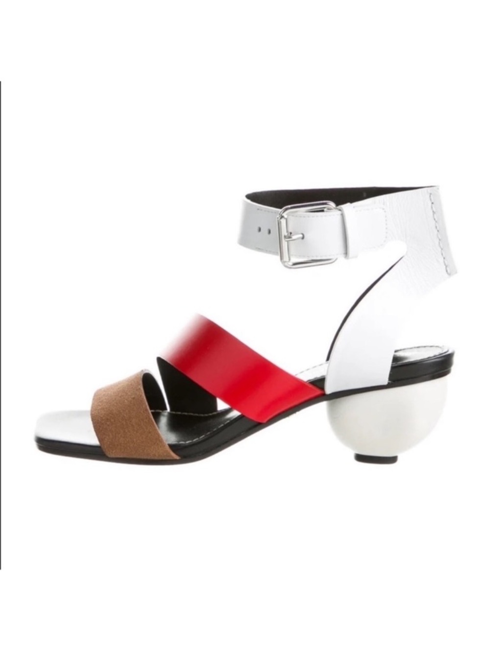 New! PROENZA SCHOULER Multicolor Sculpted Heel Strappy Leather Sandals - Picture 3 of 10